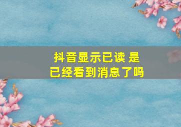 抖音显示已读 是已经看到消息了吗